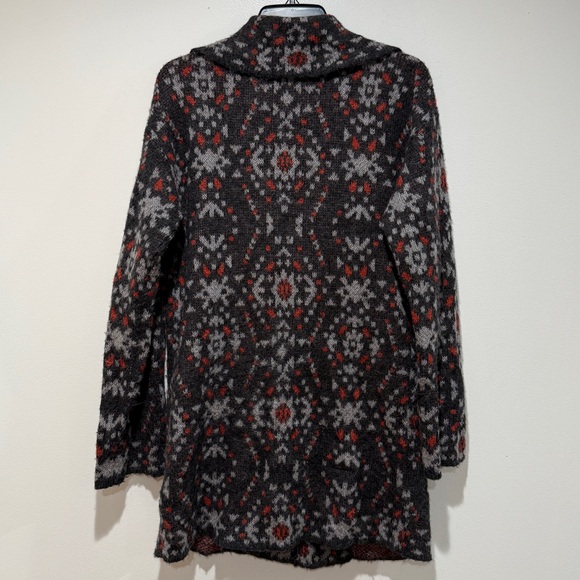 Free People Black Aztec Geo Print Long Cozy Jacket XS XSmall Wool Alpaca Fall - Picture 3 of 8